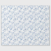 Chic Blauw Wit Bloemen Vrijgezellenfeest bruiloft Cadeaupapier (Vlak)