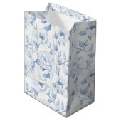 Chic Blauw Wit Bloemen Vrijgezellenfeest bruiloft Medium Cadeauzakje (Voorkant Gekanteld)