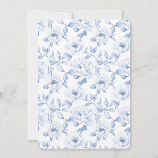 Chic Blauw Wit Bloemen Vrijgezellenfeest Kaart (Achterkant)