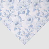 Chic Blauw Wit Bloemen Vrijgezellenfeest Tissuepapier (Detail)