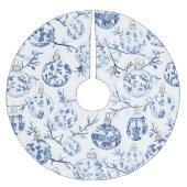 Chic Blauw Wit Kerst Ornamenten Kerstboom Rok (Voorkant)