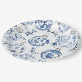 Chic Blauw Wit Kerst Ornamenten Papieren Bordje (Gekanteld)