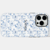 Chic Blauw Witte Bloemen Case-Mate iPhone Case (Achterkant (horizontaal))