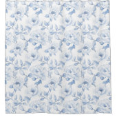 Chic  Blauw Witte Bloemen Douchegordijn (Voorkant)
