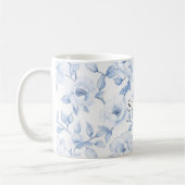 Chic Blauw Witte Bloemen Koffiemok (Links)
