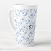 Chic Blauw Witte Bloemen Latte Mok (Linkerhoek)