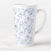 Chic Blauw Witte Bloemen Latte Mok (Rechts)