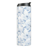 Chic Blauw Witte Bloemen Thermosbeker (Gedraaid links)