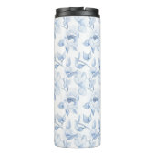 Chic Blauw Witte Bloemen Thermosbeker (Achterkant)