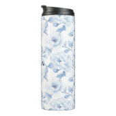 Chic Blauw Witte Bloemen Thermosbeker (Geroteerd rechts)
