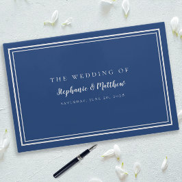 Chic Blauw Witte Klassieke Moderne Minimalistische Gastenboek