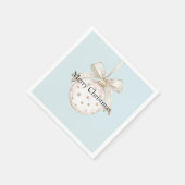 Chic Blauw Witte Stippen Boog Ornament Kerst Servet (Hoek)