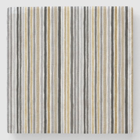Chic Blauw Witte Strepen Stenen Onderzetter (Voorkant)