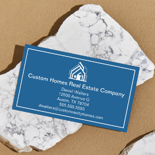 Chic Blauw Witte Vastgoedbedrijf Huis Visitekaartje