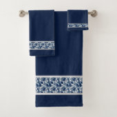 Chic Blauwe Bloemen Handdoek Set (Insitu)