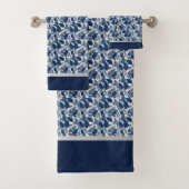 Chic Blauwe Bloemen Handdoek Set (Insitu)