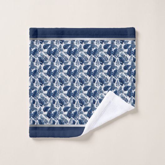 Chic Blauwe Bloemen Handdoek Set (Wasdoekje)