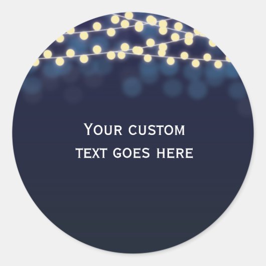 Chic blauwe bokeh nachthemel slingerlicht sticker (Voorkant)