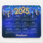 Chic blauwe eenhoorn druppelende glitter 2025 kale muismat (Voorkant)