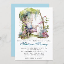 Chic blauwe en paarse bloementuin stoel baby showe