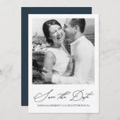 Chic Blauwe Foto Save the Date (Voorkant / Achterkant)