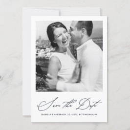 Chic blauwe foto save the date