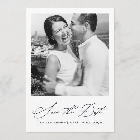 Chic Blauwe Foto Save the Date (Voorkant)