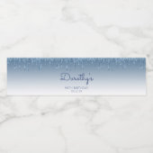 Chic Blauwe Glitter Drip 90ste Verjaardagsfeestje Waterfles Etiket (Enkel label)