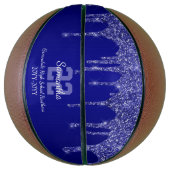 Chic Blauwe Glitter Drips Naam Team Nummer Jaar Basketbal (Verticaal)