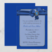 Chic blauwe huwelijksjubileum uitnodiging (Voorkant / Achterkant)