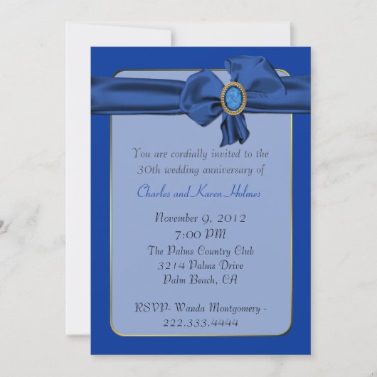 Chic blauwe jubileum uitnodiging (Voorkant)