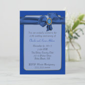 Chic blauwe jubileum uitnodiging (Staand voorkant)