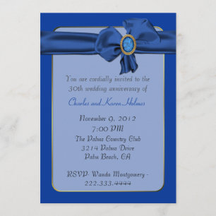 Chic blauwe jubileum uitnodiging