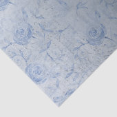 Chic Blauwe Rozen Bloemen Zilveren Glans Tissuepapier (Detail)