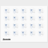 Chic Blauwe Strik Waterverf Bruidsdouche Ronde Sticker (Vel)