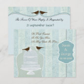 Chic blauwe vogelkooi, liefdesvogels RSVP (Voorkant / Achterkant)