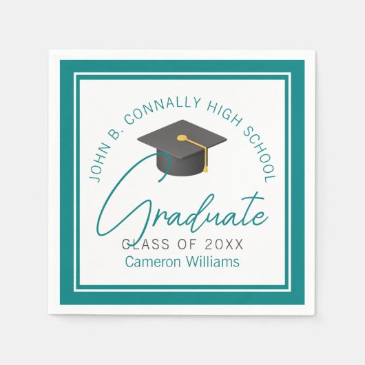 Chic Blauwgroen afstudeerfeest gepersonaliseerd Af Servet (Voorkant)