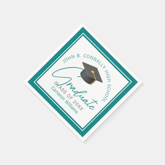 Chic Blauwgroen afstudeerfeest gepersonaliseerd Af Servet (Hoek)