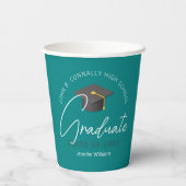 Chic Blauwgroen Afstuderen Custom Graduation Party Papieren Bekers (Achterkant)