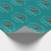 Chic Blauwgroen Afstuderen gepersonaliseerd Afstud Cadeaupapier (Hoek)