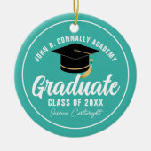 Chic Blauwgroen Afstuderen - kerstmis op maat Keramisch Ornament (Voorkant)