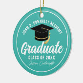 Chic Blauwgroen Afstuderen - kerstmis op maat Keramisch Ornament (Links)