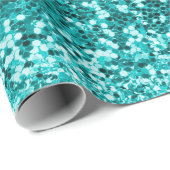 Chic Blauwgroen Aqua Glitter Sparkle Luxury Cadeaupapier (Rol Hoek)