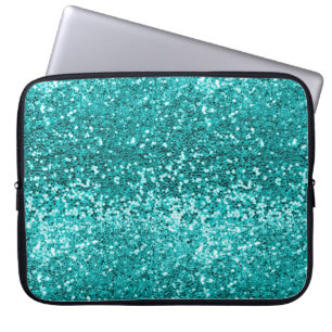 Chic Blauwgroen Aqua Turquoise Glitter Sparkle Laptop Sleeve
