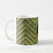 Chic Blauwgroen Blauw Goud Chevron Monogram Koffiemok (Links)