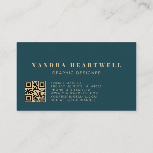 Chic Blauwgroen Blauw Goud Glitter Inkt Abstracte  Visitekaartje (Achterkant)