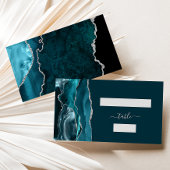 Chic Blauwgroen Blauw Zilveren Agaat bruiloft esco Plaatskaartje