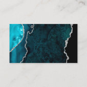 Chic Blauwgroen Blauw Zilveren Agaat bruiloft esco Plaatskaartje (Achterkant)