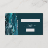 Chic Blauwgroen Blauw Zilveren Agaat bruiloft esco Plaatskaartje (Voorkant)