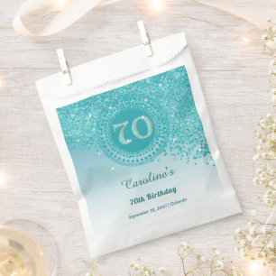 Chic Blauwgroen Blue Glitter, gestippeld Lijst 70e Bedankzakje